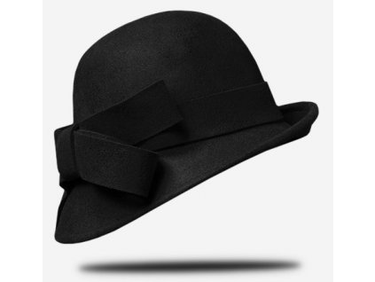 ČIERNA VLNA RETRO ZIMNÝ FASCINÁTOROVÝ Klobúk_0