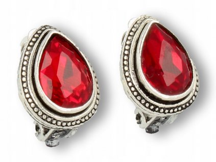 Dámske červená clip-on náušnice v tvare slzy, vintage_0