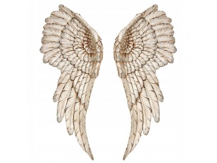 Retro anjelské krídla s patinovanou dekoráciou na stenu_0