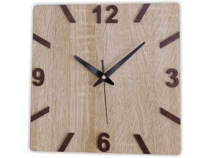 Tiché drevené nástenné hodiny Retro dub sonoma W15_0