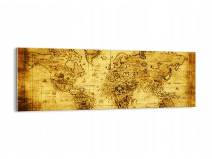Obraz na skle Mapa Sveta, Retro GAB140x50-0127_0