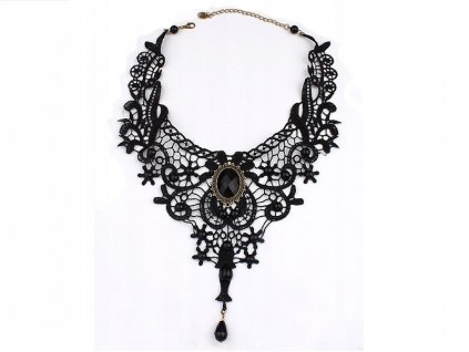 Náhrdelník ČIPKY náhrdelník s ČIERNYMI kamienkami_5