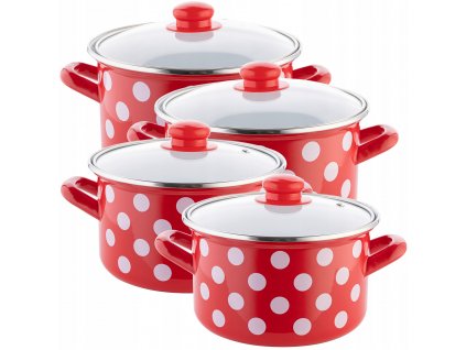 SADA HRNCOV SMALT RETRO ČERVENÁ 16/18/20/22 CM_0