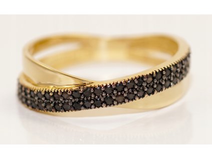 585 zlatý prsteň čierny Zirkónmi, V DARČEKOVEJ_1