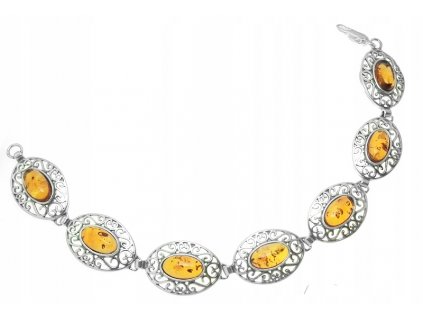 Štýlový strieborný náramok s jantárom_0