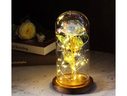 Večná ruža v pohári Glass Rose Gold + LED_0