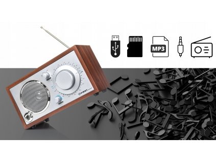 Rádio Retro Classic USB SD DREVO Prvé Rakúsko_0