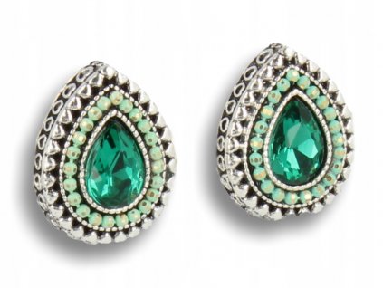 Dámske zelené klip v tvare slza vintage_4