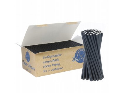 Papierové slamky BIO 6 / 150mm - čierne 650ks_0