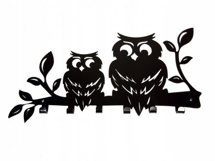 Čierne nástenné oblečenie vešiak kľúče sovy_0