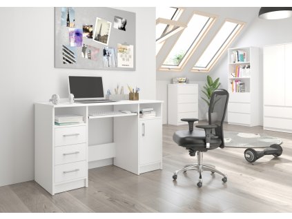 Počítačový Stôl tabuľka 124cm veľké biele N11_3