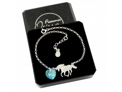 2mm ROLO STRIEBORNÝ NÁRAMOK KONÍK + SWAROVSKI_0