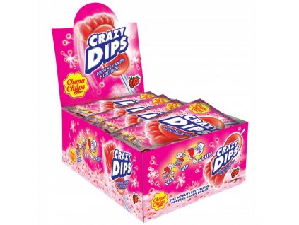 Chupa Chups Crazy Dipy 24 Strawberry Lollipops 20987_0