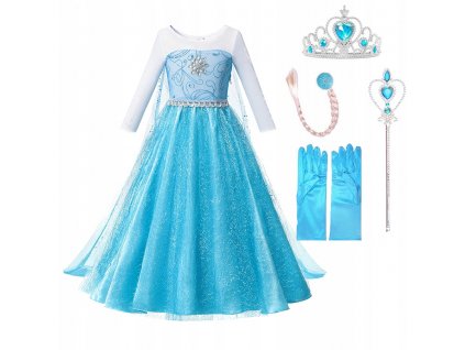 Elsa Frozen - Šaty Outfit Elsa Elza Land of Ice 104 110 3-4 l_0