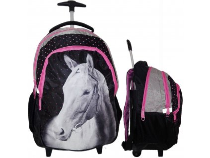 Školský batoh, taška - Školský batoh na kolesách s koňom. Kôň koní_0