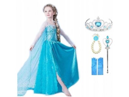 Elsa Frozen - 5cz šaty SET + ELSA Príslušenstvo 98 cm Mrazené_0