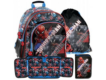 Školská taška - batoh, set, zostava - Školský batoh Paso Spiderman Set 3 Elements_0