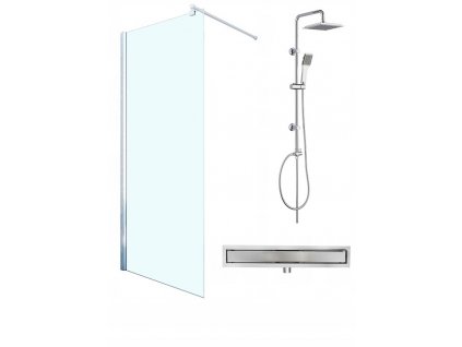 Sprchové dvere - Sprchová zástena, sklenená sprcha 80x190 a odtok_0