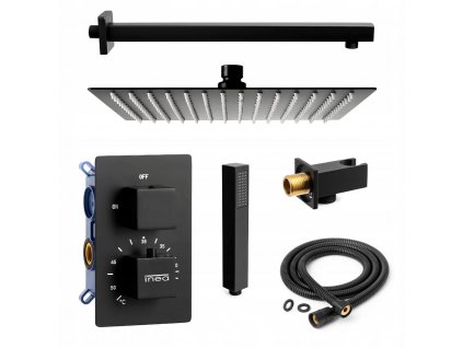 Sprchový panel -  Čierna podomietková sada THERMOSTAT s dažďovou sprchou 25_0