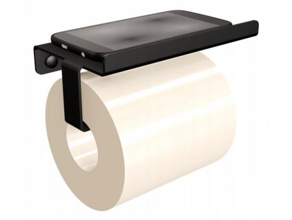 Držiak papiera Držiak na toaletný papier čierny s poličkou_0