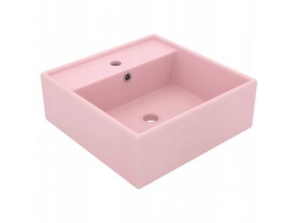 Umývadlo -  Hranaté umývadlo s prepadom, matné ružové, 41 x 41_0