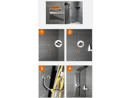 Sprchový panel -  Čierny sprchový panel, dažďová sprcha, hydromasáž_3