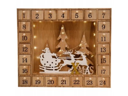 Adventný kalendár - Drevený adventný kalendár s LED osvetlenie_0