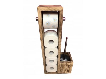 Držiak papiera Rustikálny stojan na toaletný papier + toaletná kefa_0