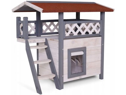 Pelech pre Mačky - 1142.Diboea Chata Cat Drevo 77x50x73 Terasa_0