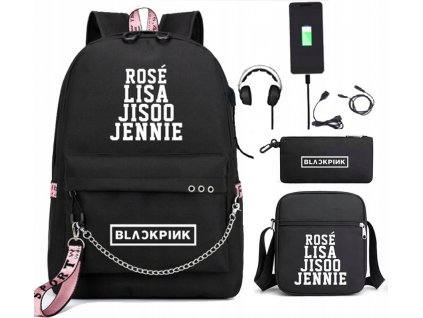 Školský batoh, taška - BACKPACK BLACKPINK LISA ROSE JISOO USB SCHOOL_0