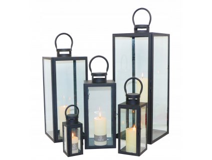 Svietník, lampáš - LANTERNS LANTERNS CANDLESTICKS 5 kusov čierna oceľ_0