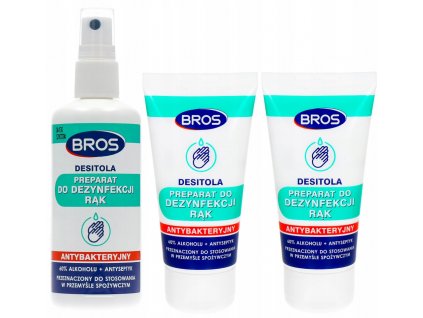 Antibakteriálna súprava na dezinfekciu rúk Bros Desitola Spray + 2x gél