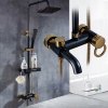 Čierno-zlatý sprchový faucetový mosadzný sprchovací kút_0