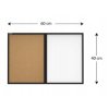 Magnetická tabuľa 60x40 cm MDF biela+korok ČIERNY rám VYPR
