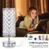 Krištáľová stolová lampa s USB a stmievaním