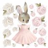 PASTEL RABBIT PEONIES NÁLEPKY NA STENU_1