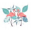 Nálepka na stenu FLAMINGS + listy !!_1