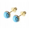 ZLATÉ náušnice, zdobené TYRKYSOVÉ 6 mm 585(14K)_1