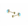 ZLATÉ náušnice, zdobené TYRKYSOVÉ 6 mm 585(14K)_4