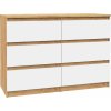 Komoda - HRAZA 120CM 6 ZÁSUVKOV DUB CRAFT ZLATO-BIELY ZMES_0