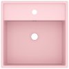 Umývadlo -  Hranaté umývadlo s prepadom, matné ružové, 41 x 41_3