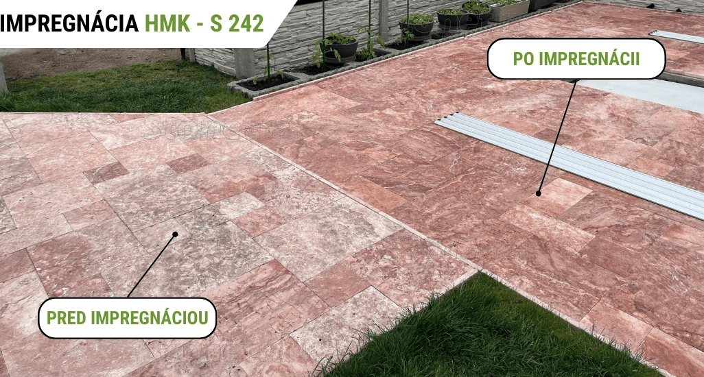 prírodná_kamenná_dlažba_travertín_red_impregnácia_pred_po