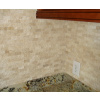 split face travertine kitchen backsplash