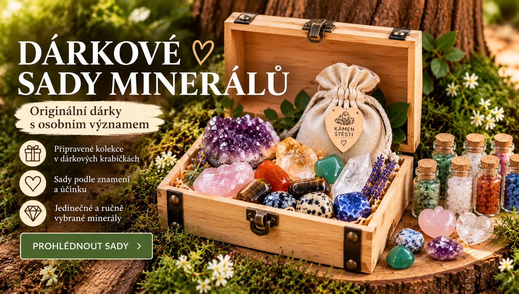 Dárkové sady přírodních minerálů – originální dárky