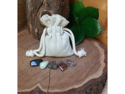 Polodrahokamy a minerály pro meditaci a klid -5 druhů v pytlíku 23g-krásný dárek