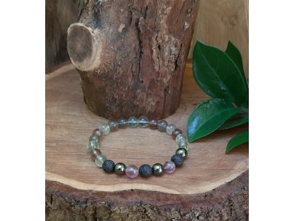 Fluorit, lava, hematit 19cm 8mm