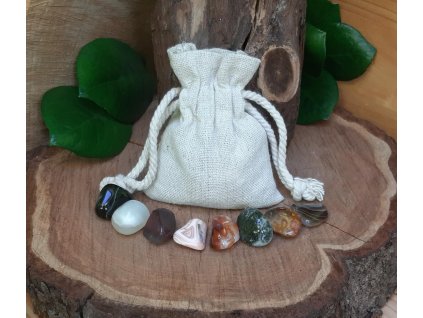 kolekce achatu 8 druhu v lnenem pytlicku 47g originalni darek 223918886
