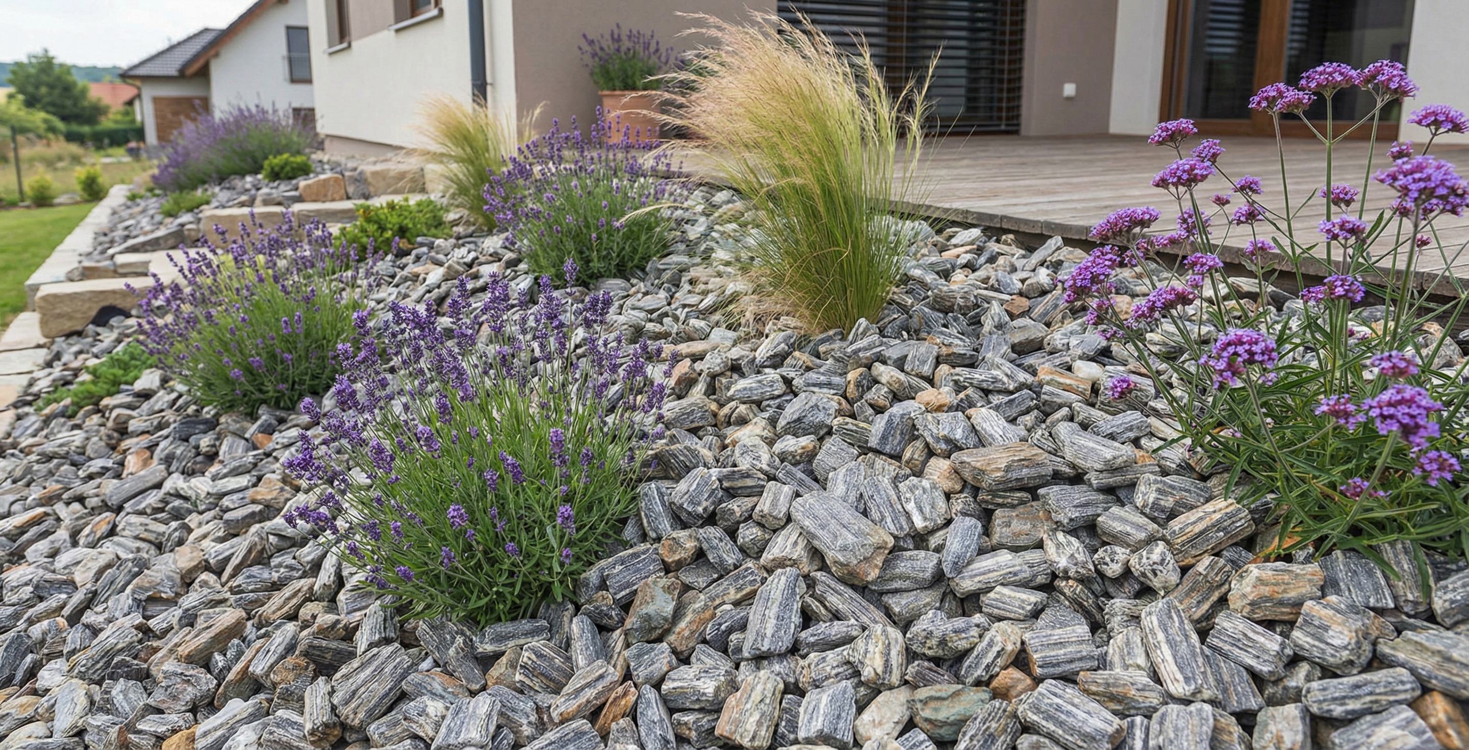 Kamenná kůra ve svahu – zpevnění zahrady