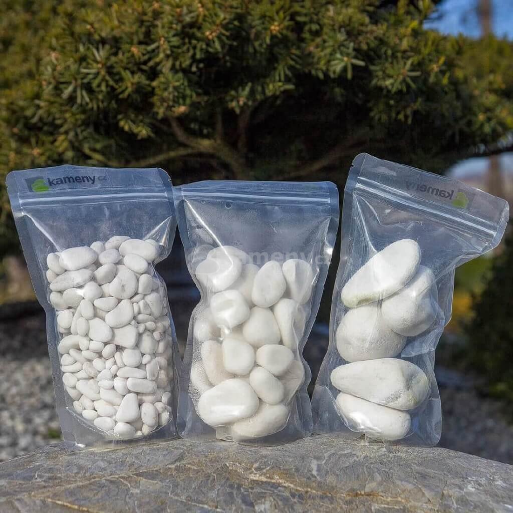 dekorační balíčky kamenů mramor bílý 1 kg