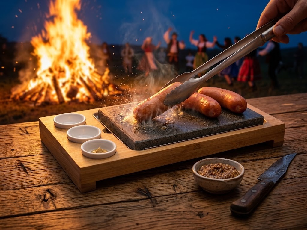 Pre-heated stone on a set